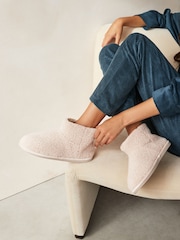 Cream Borg Boot Slippers - Image 1 of 8