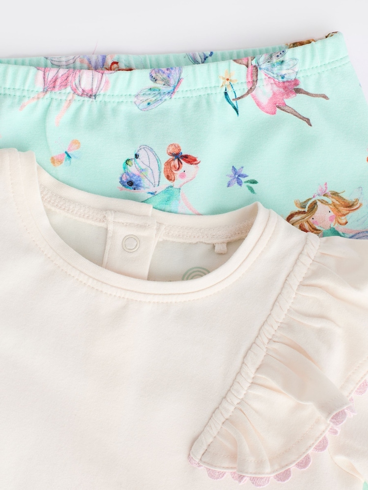 White/Green Baby Long Sleeve Top And Leggings Set - Image 10 of 14