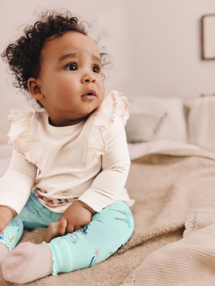 White/Green Baby Long Sleeve Top And Leggings Set - Image 3 of 14