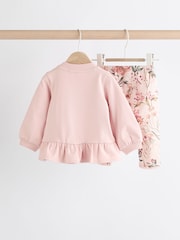 Pink Floral Baby Sweatshirt And Leggings Set - Image 6 of 15