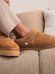 Tan Brown Borg Flatform Shoot Slippers - Image 2 of 6