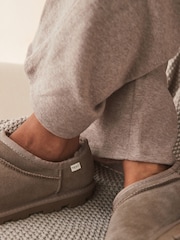 Mink Brown Faux Fur Lined Suede Shoot Slippers - Image 2 of 8