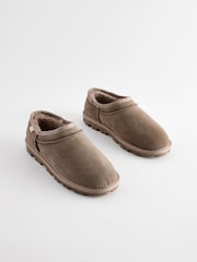 Mink Brown Faux Fur Lined Suede Shoot Slippers - Image 3 of 8