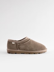 Mink Brown Faux Fur Lined Suede Shoot Slippers - Image 4 of 8