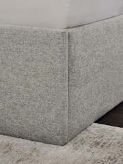 Wool Blend Grey Cerys Upholstered Hotel Bed Frame with Ottoman Storage and Mirrors - Image 6 of 9