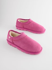 Pink Faux Fur Lined Suede Shoot Slippers - Image 4 of 8
