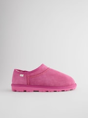 Pink Faux Fur Lined Suede Shoot Slippers - Image 5 of 8