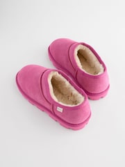 Pink Faux Fur Lined Suede Shoot Slippers - Image 6 of 8