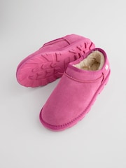 Pink Faux Fur Lined Suede Shoot Slippers - Image 7 of 8