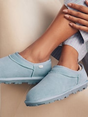 Blue Faux Fur Lined Suede Shoot Slippers - Image 2 of 7