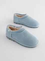 Blue Faux Fur Lined Suede Shoot Slippers - Image 3 of 7