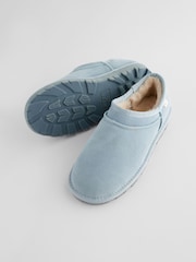 Blue Faux Fur Lined Suede Shoot Slippers - Image 7 of 7