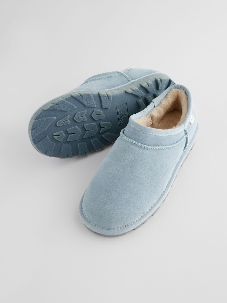 Blue Faux Fur Lined Suede Shoot Slippers - Image 7 of 7