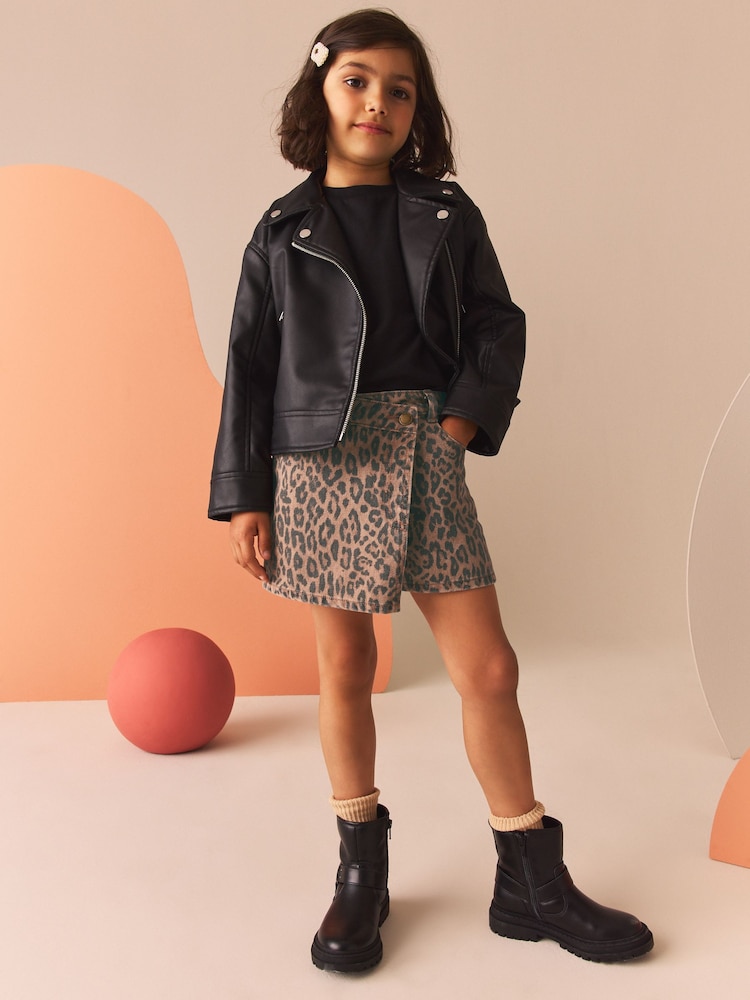 Leopard Print 100% Cotton Denim Skort (3-16yrs) - Image 2 of 8