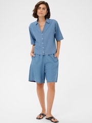 Kaffe Blue KAjade Boxy Denim Shirt - Image 3 of 6