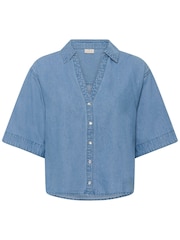 Kaffe Blue KAjade Boxy Denim Shirt - Image 5 of 6