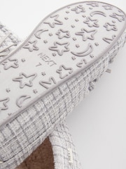 Grey/Silver Check Moccasin Slippers - Image 10 of 10