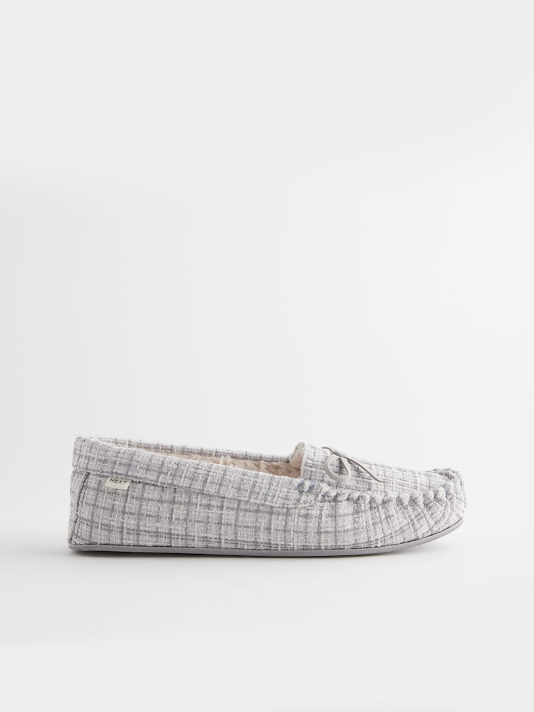 Gris/Argent Check - Chaussons Moccasin - Image 6 of 10