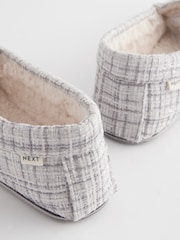 Grey/Silver Check Moccasin Slippers - Image 7 of 10