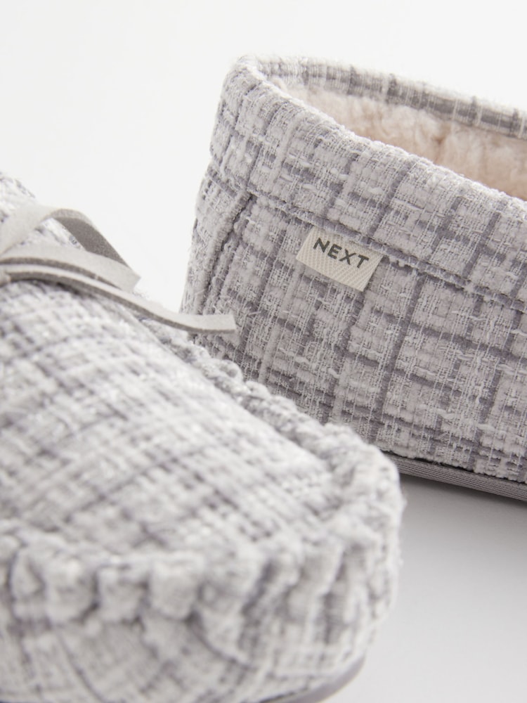 Gris/Argent Check - Chaussons Moccasin - Image 9 of 10