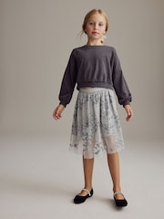 Silver Lace Sequin Skirt (3-16yrs) - Image 2 of 8
