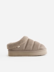 Mink Brown Borg Flatform Shoot Slippers - Image 5 of 8