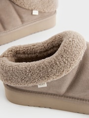Mink Brown Borg Flatform Shoot Slippers - Image 6 of 8