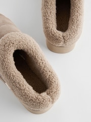 Mink Brown Borg Flatform Shoot Slippers - Image 7 of 8