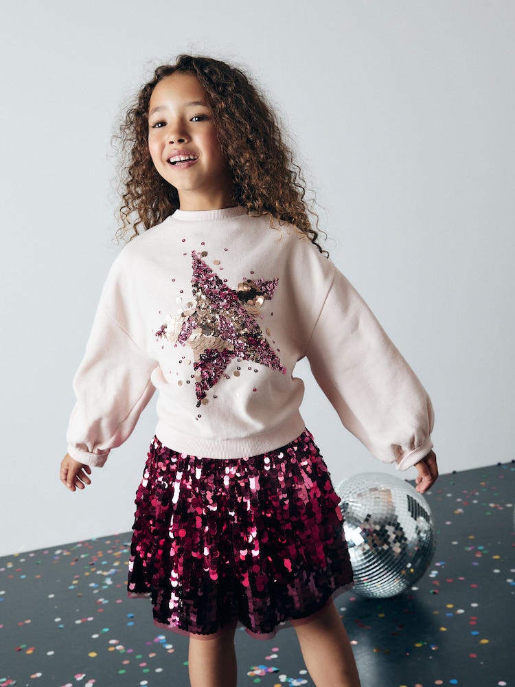 Berry Red Sequin Skirt (3-16yrs) - Image 1 of 7
