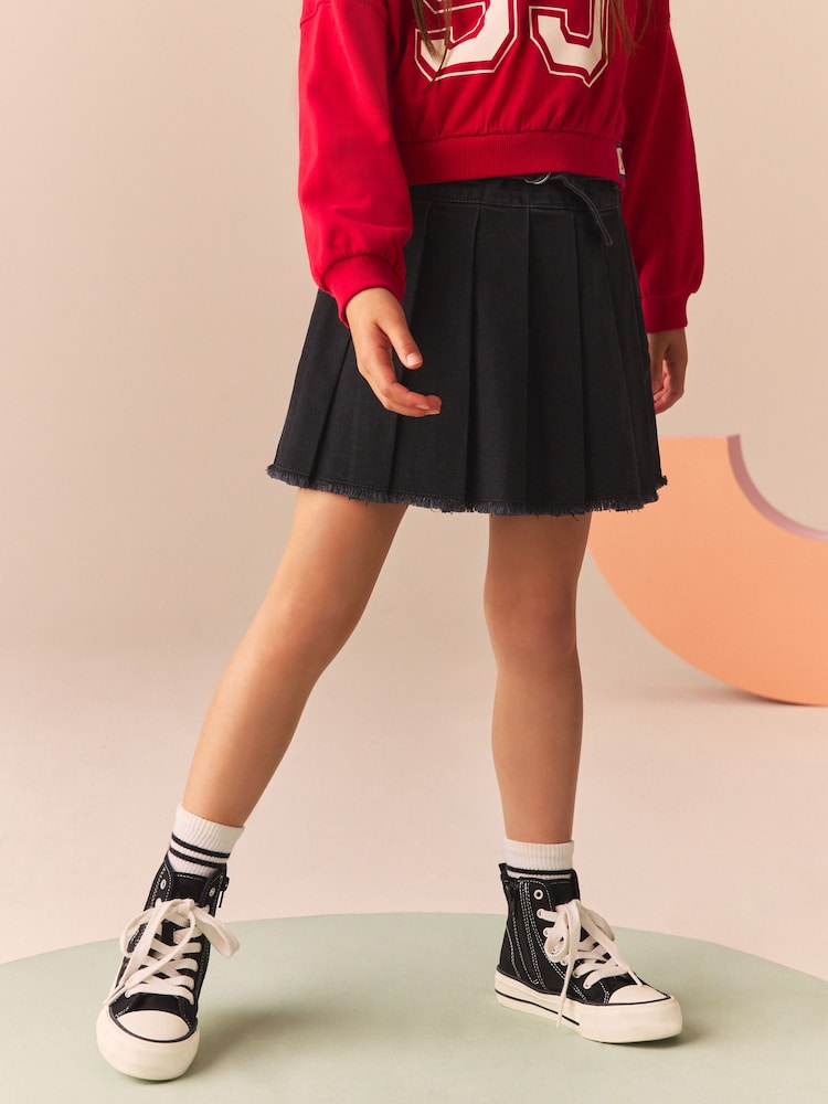 Charcoal Grey Denim Pleated Skirt (3-16yrs) - Image 2 of 7
