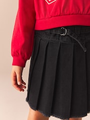 Charcoal Grey Denim Pleated Skirt (3-16yrs) - Image 4 of 7