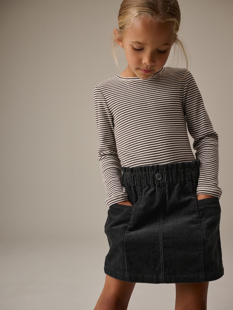Charcoal Grey 100% Cotton Cord Skirt (3-16yrs) - Image 1 of 6