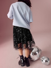Black Lace Sequin Skirt (3-16yrs) - Image 3 of 9