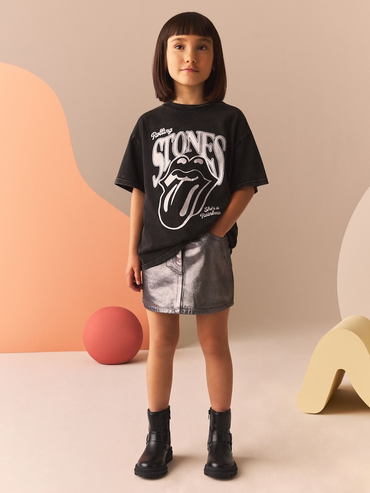 Charcoal Grey Foil 100% Cotton Skirt (3-16yrs) - Image 2 of 9 Charcoal Grey Foil 100% Cotton Skirt (3-16yrs) - Image 2 of 9