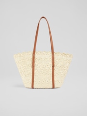LK Bennett Natural Didi Raffia Scallop Edge Basket Bag - Image 1 of 3