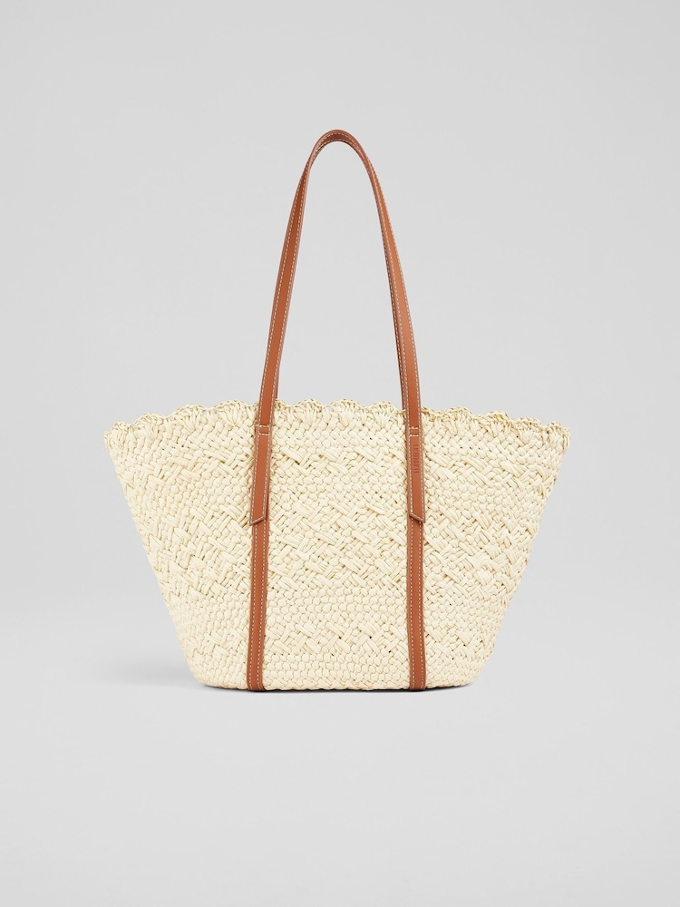 LK Bennett Natural Didi Raffia Scallop Edge Basket Bag - Image 1 of 3