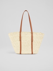 LK Bennett Natural Didi Raffia Scallop Edge Basket Bag - Image 2 of 3