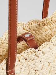 LK Bennett Natural Didi Raffia Scallop Edge Basket Bag - Image 3 of 3