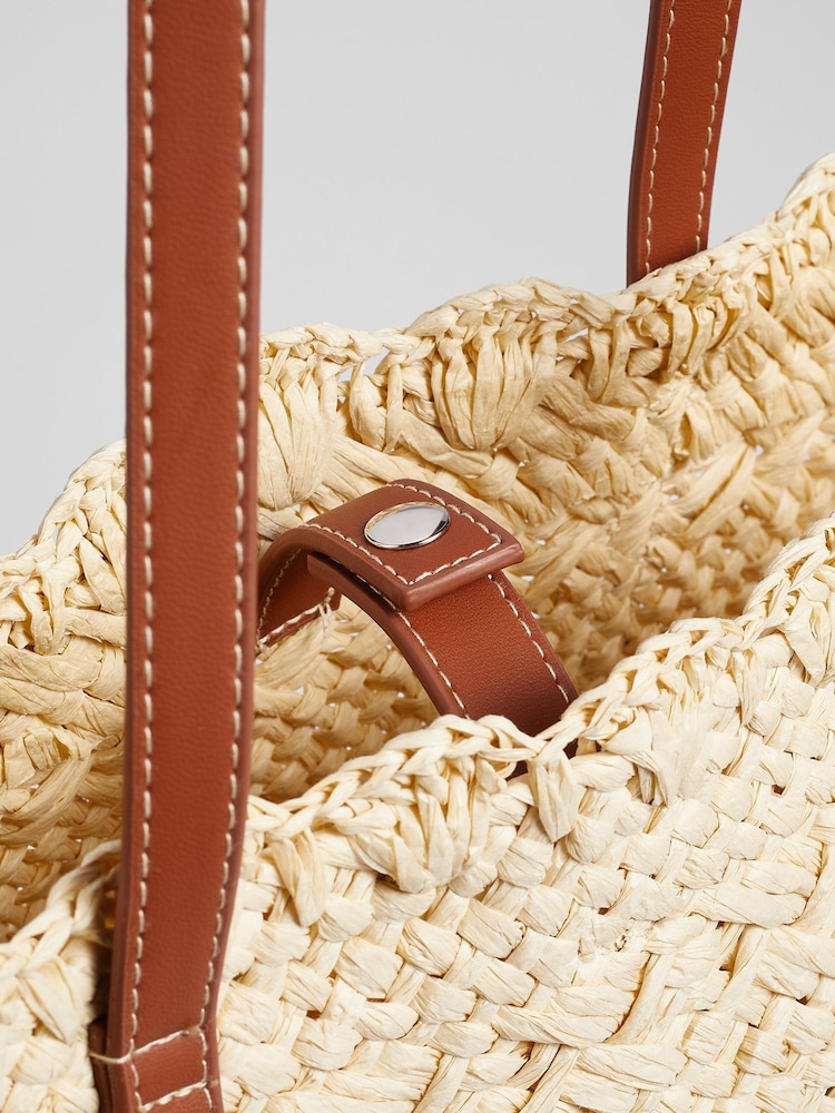 LK Bennett Natural Didi Raffia Scallop Edge Basket Bag - Image 3 of 3