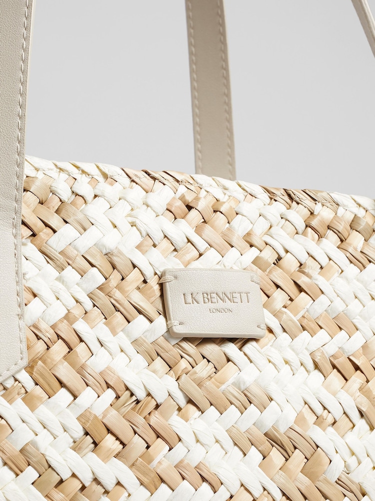 LK Bennett Natural Sansa Straw Basket Bag - Image 6 of 6