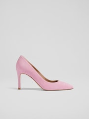 Rosa - LK Bennett Floret Suede Pointed Toe Courts - Imagem 1 de 3