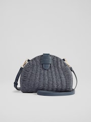 LK Bennett Blue Lorena Wicker Shoulder Bag - Image 1 of 3