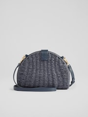 LK Bennett Blue Lorena Wicker Shoulder Bag - Image 2 of 3