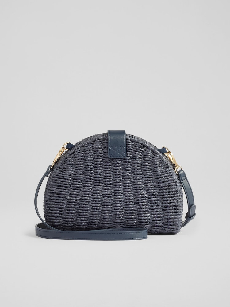 LK Bennett Blue Lorena Wicker Shoulder Bag - Image 2 of 3