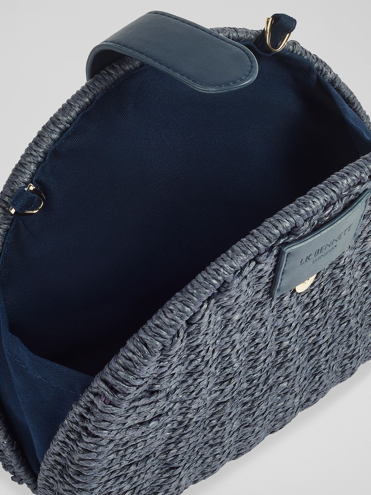 LK Bennett Blue Lorena Wicker Shoulder Bag - Image 3 of 3