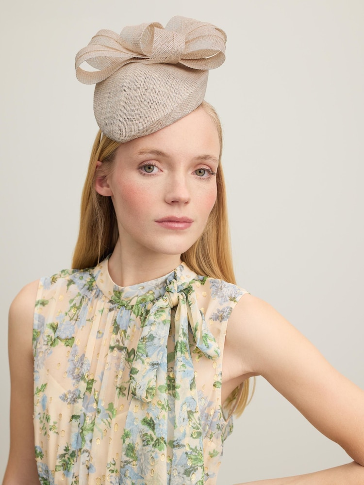LK Bennett Natural Elowen Mesh Bow Detail Fascinator Hat - Image 1 of 3 LK Bennett Natural Elowen Mesh Bow Detail Fascinator Hat - Image 1 of 3