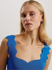 Ted Baker Blue Sharmay Scallop Detail Bodycon Dress - Image 3 of 5