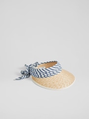LK Bennett Rosie Straw Stripe Scarf Visor - Bild 1 von 2