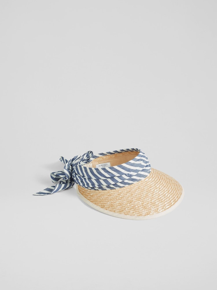 LK Bennett Rosie Straw Stripe Scarf Visor - Bild 1 von 2