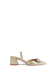 LK Bennett Gold Cadence Glitter Bow Front Slingback Shoes - Image 1 of 5